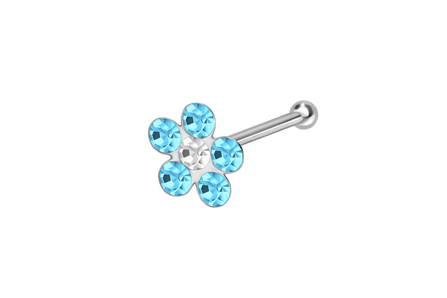 925er Silber Nasenstecker Nasenpiercing Pin KRISTALLBLUME